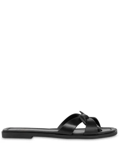 LOVE MOSCHINO LEATHER SLIDES