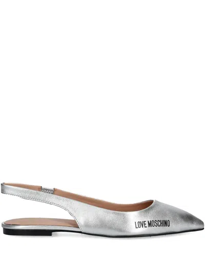LOVE MOSCHINO LOGO-PRINT BALLERINA SHOES