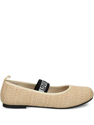 LOVE MOSCHINO LOGO-STRAP BALLERINA SHOES