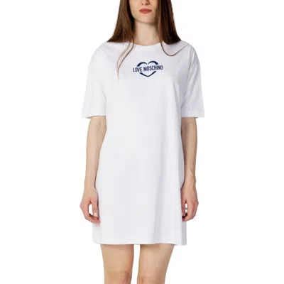 LOVE MOSCHINO WHITE COTTON DRESS