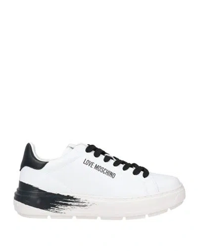 LOVE MOSCHINO LOVE MOSCHINO WOMAN SNEAKERS WHITE SIZE 8 CALFSKIN
