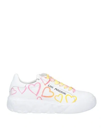 LOVE MOSCHINO LOVE MOSCHINO WOMAN SNEAKERS WHITE SIZE 8 LEATHER