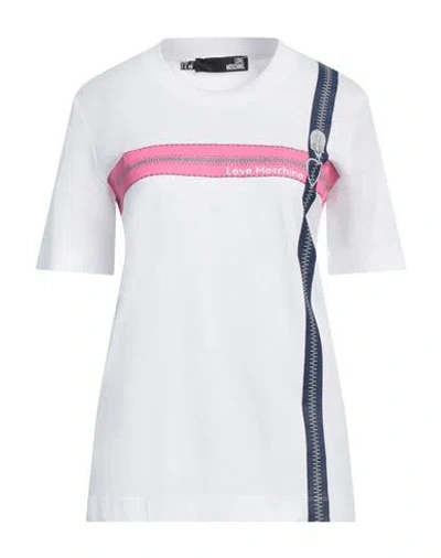 LOVE MOSCHINO LOVE MOSCHINO WOMAN T-SHIRT WHITE SIZE 4 COTTON, ELASTANE