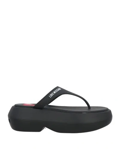 LOVE MOSCHINO LOVE MOSCHINO WOMAN THONG SANDAL BLACK SIZE 8 PVC - POLYVINYL CHLORIDE
