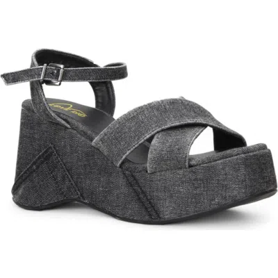 LOVE RIO LOVE RIO JENNA DENIM PLATFORM WEDGE SANDAL