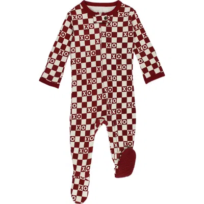 L'OVEDBABY L'OVEDBABY XO CHECKERBOARD ORGANIC COTTON ZIP FOOTIE