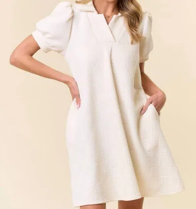 LOVELY MELODY TEXTURED MINI DRESS IN CREAM