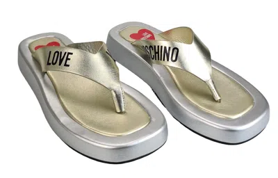 LOVEMASCHINO LOVE MOSCHINO DAMEN SANDALEN SILBER-GOLD LEDER ITALIEN
