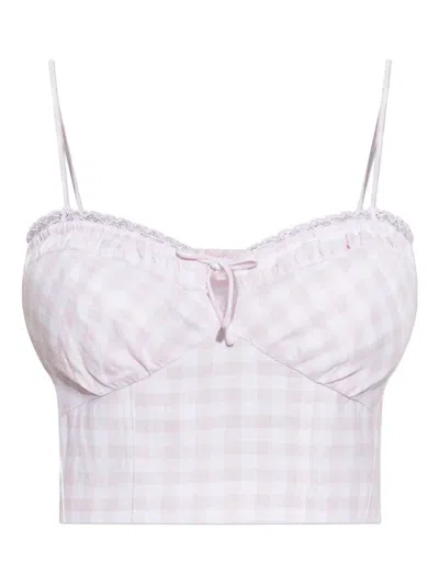 LOVESHACKFANCY AMORANA GINGHAM-CHECK TOP