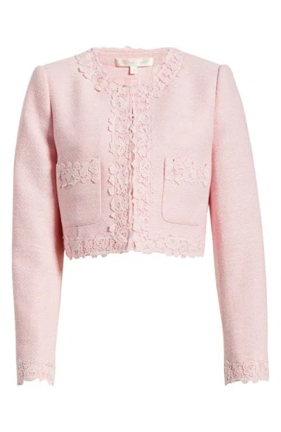 LOVESHACKFANCY LOVESHACKFANCY LEILANA LACE ACCENT CROP JACKET