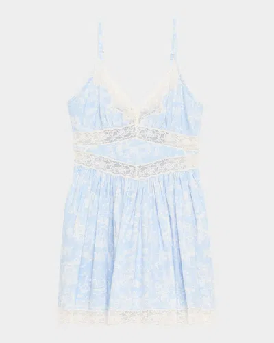 LOVESHACKFANCY RESSIE LACE-TRIM MINI DRESS