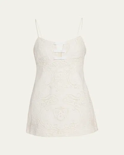 LOVESHACKFANCY ROSALISA EMBROIDERED COTTON MINI DRESS
