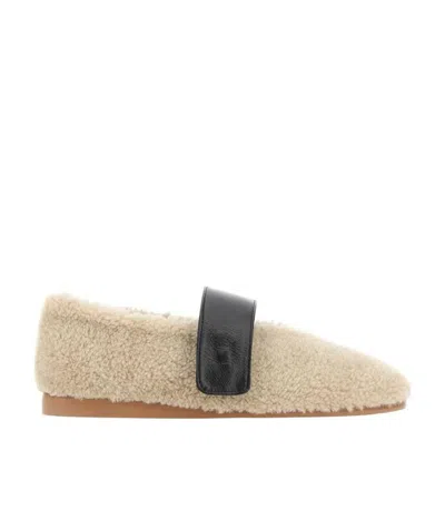 LOW CLASSIC LOW CLASSIC SHEARLING STRAPPED BALLERINA FLAT SHOES