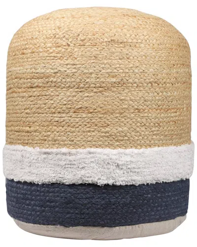 LR HOME LR HOME ANIKA COASTAL TUFTED STRIPED HANDMADE TEXTURED JUTE POUF