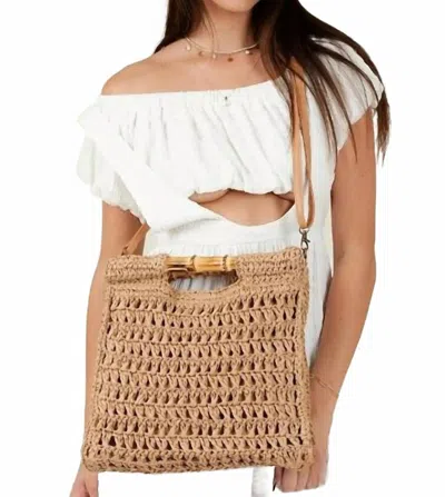 LUCCA DEWI BAMBOO HANDLE STRAW BAG IN TAN