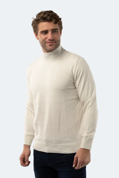 LUCHIANO VISCONTI ECRU MOCKNECK SWEATER