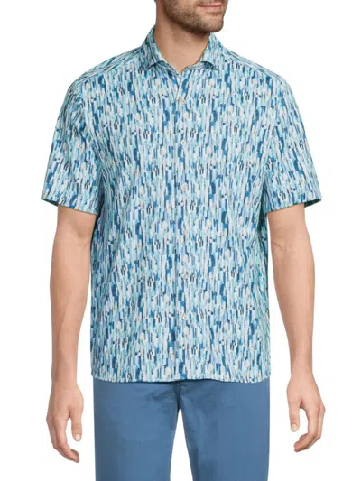 LUCHIANO VISCONTI MEN'S ABSTRACT PRINT MODERN FIT SHIRT