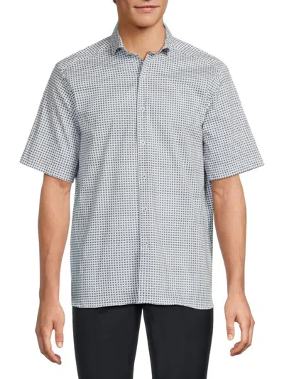 LUCHIANO VISCONTI MEN'S MICRO GEOMETRIC PRINT SHIRT