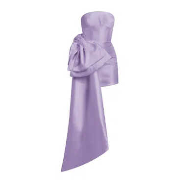 LUCIANA BALDERRAMA WOMEN'S PINK / PURPLE BARBIE BOW MINI DRESS IN LAVENDER