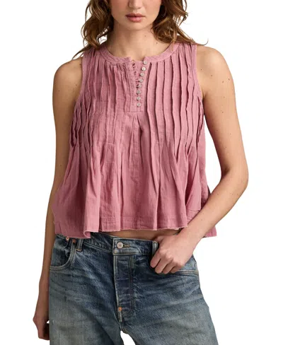 LUCKY BRAND PINTUCK HENLEY TANK
