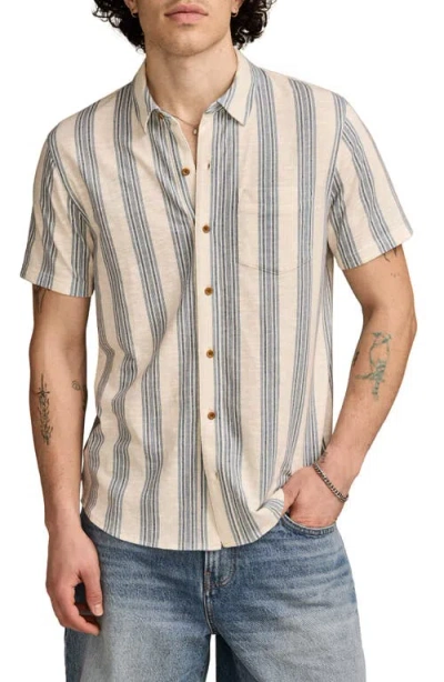 LUCKY BRAND LUCKY BRAND SHORT SLEEVE COTTON-BLEND BUTTON-UP SHIRT