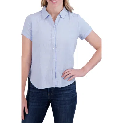 LUCKY BRAND LUCKY BRAND SHORT SLEEVE COTTON GAUZE BUTTON-UP SHIRT