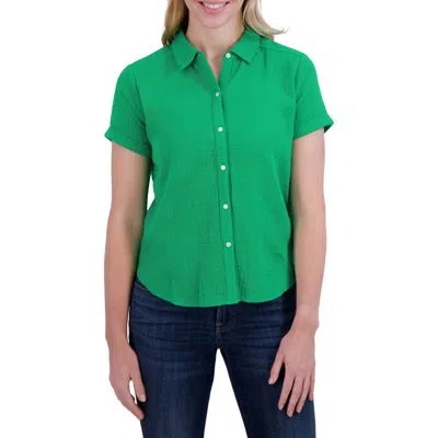LUCKY BRAND LUCKY BRAND SHORT SLEEVE COTTON GAUZE BUTTON-UP SHIRT