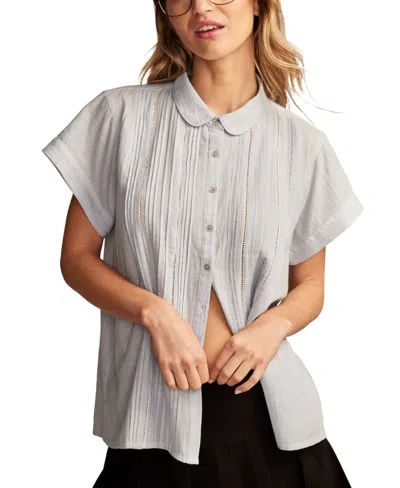 LUCKY BRAND WOMEN'S COTTON PLEATED PETER-PAN-COLLAR BLOUSE