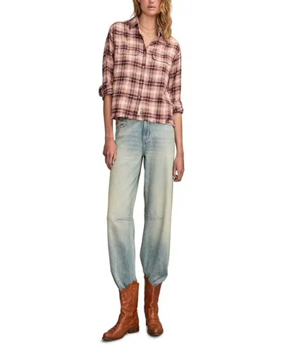 LUCKY BRAND WOMEN'S PLAID COTTON FLANNEL BUTTON-FRONT SHIRT