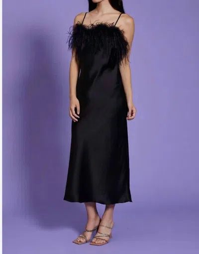 LUCY PARIS FLORA FEATHER DRESS IN BLACK
