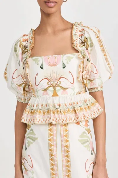 LUG VON SIGA DAPHNE PRINTED COTTON TOP IN NATURAL