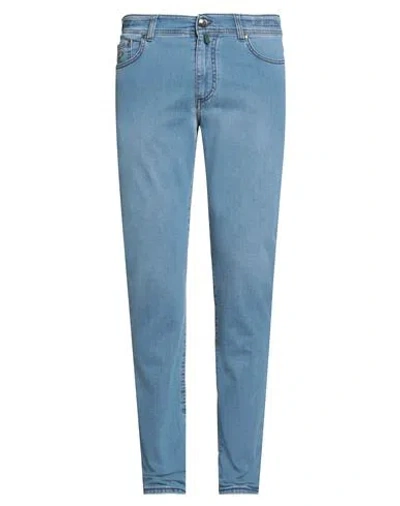 LUIGI BORRELLI NAPOLI LUIGI BORRELLI NAPOLI MAN JEANS BLUE SIZE 35 COTTON, ELASTANE