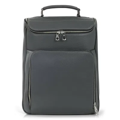 LUIS STEVEN MEN'S MEDIUM LAPTOP PACK - GREY PEBBLE LEATHER