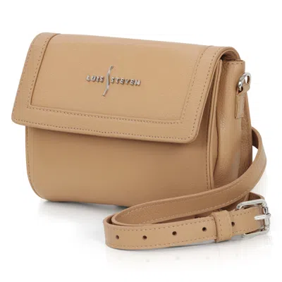 LUIS STEVEN WOMEN'S BROWN CHARLEY CROSSBODY - SAND PEBBLE LEATHER