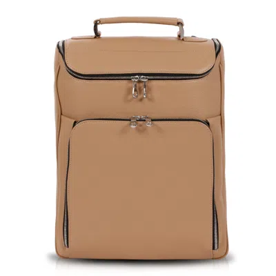 LUIS STEVEN WOMEN'S BROWN MEDIUM LAPTOP PACK - SAND PEBBLE LEATHER