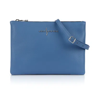 LUIS STEVEN WOMEN'S CROSSBODY POUCH- COBALT BLUE PEBBLE LEATHER