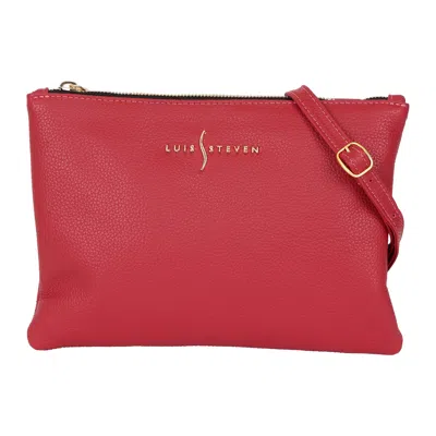 LUIS STEVEN WOMEN'S CROSSBODY POUCH- RED PEBBLE LEATHER