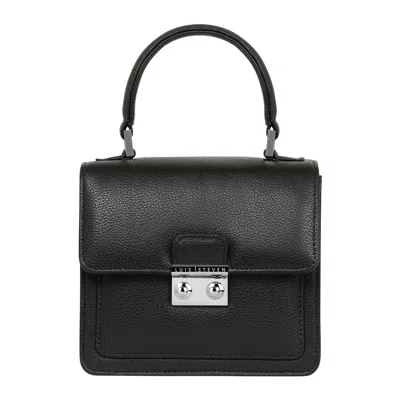 LUIS STEVEN WOMEN'S MADIE TOP HANDLE - BLACK PEBBLE LEATHER