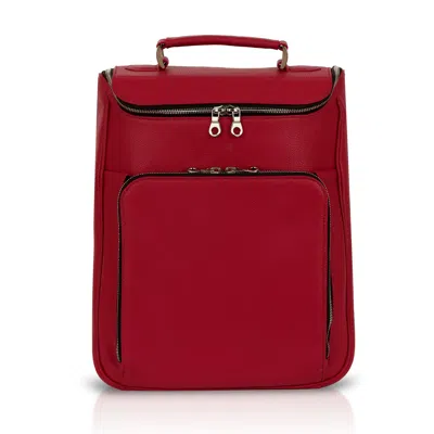 LUIS STEVEN WOMEN'S MEDIUM LAPTOP PACK - RED PEBBLE LEATHER