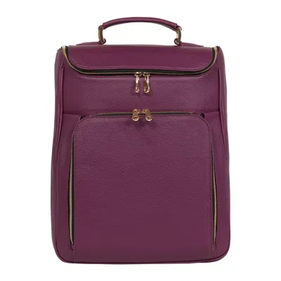 LUIS STEVEN WOMEN'S RED MEDIUM LAPTOP PACK - BURGUNDY PEBBLE LEATHER
