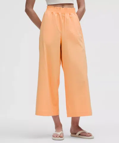 LULULEMON STRETCH WOVEN RUFFLE-WAIST WIDE-LEG CROPPED PANT