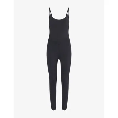 LULULEMON WOMENS BLACK ALIGN V-BACK STRETCH-JERSEY BODYSUIT
