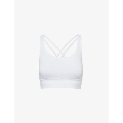 LULULEMON WOMENS WHITE ENERGY LONGLINE CROSS-BACK STRETCH-WOVEN BRA