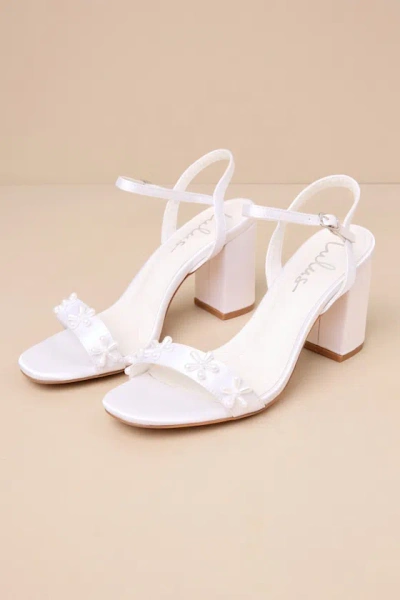 LULUS CARINNA WHITE BEADED ANKLE STRAP HIGH HEEL SANDALS