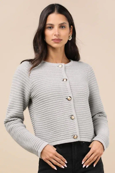 LULUS COZIEST CHIC GREY TEXTURED CARDIGAN