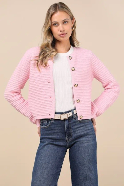 LULUS COZIEST CHIC PINK TEXTURED CARDIGAN