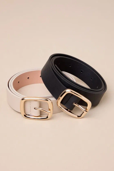 LULUS EXCEPTIONAL FINISH BLACK AND IVORY TWO-PIECE BELT SET