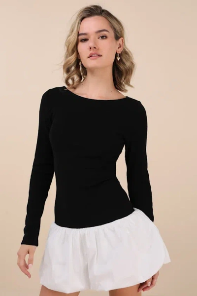 LULUS IDEAL APPROACH BLACK AND WHITE LONG SLEEVE MINI DRESS