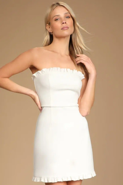 LULUS LITTLE LOVELY IVORY STRAPLESS MINI DRESS