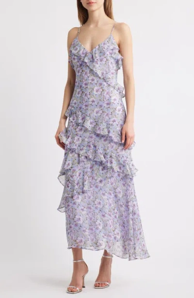 LULUS LULUS LUELLA FLORAL PRINT RUFFLE SLEEVELESS MAXI DRESS